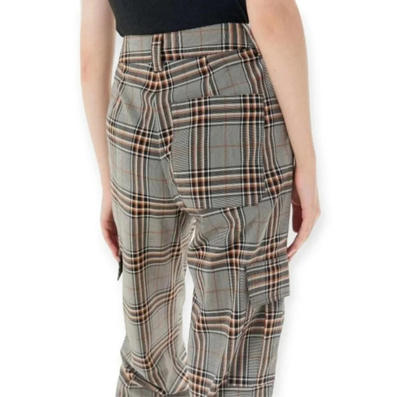Urban Outfitters Plaid Cargo Jogger Pants High Rise Gray and Orange 26" Crop XS - Picture 2 of 16
